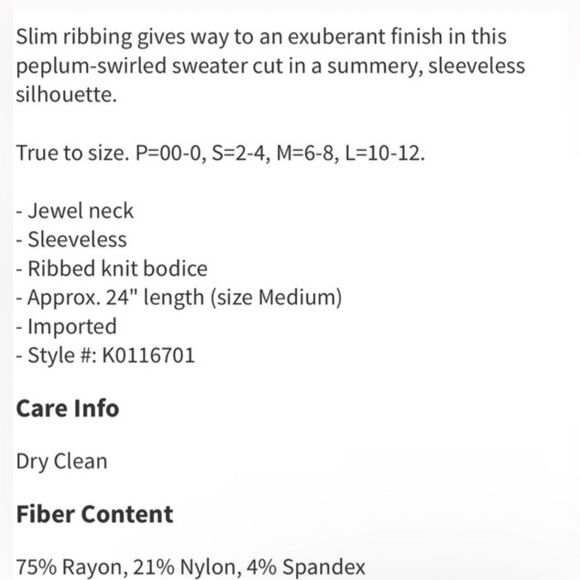 Theory Sleeveless Peplum Sweater in Sky Size Large EUC Career Business Event - Picture 11 of 11